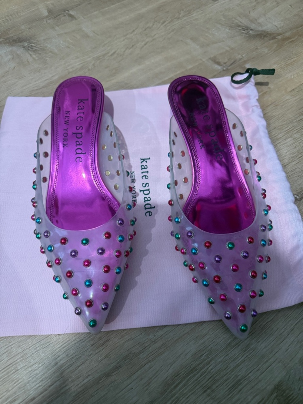 kate spade Pink Clear Mule with Multicolored Studs - Picture 6 of 7
